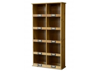 Hnědá antik dřevěná nástěnná polička s přihrádkami Sorting - 43*15*83cm