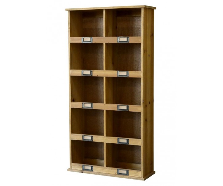 Hnědá antik dřevěná nástěnná polička s přihrádkami Sorting - 43*15*83cm Chic Antique