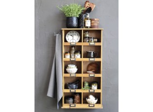Hnědá antik dřevěná nástěnná polička s přihrádkami Sorting - 43*15*83cm