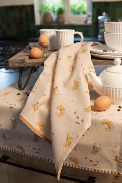 Béžová bavlněná utěrka Your Favorite Breakfast - 50*70 cm Clayre & Eef Béžová bavlněná utěrka Your Favorite Breakfast - 50*70 cm Clayre & Eef