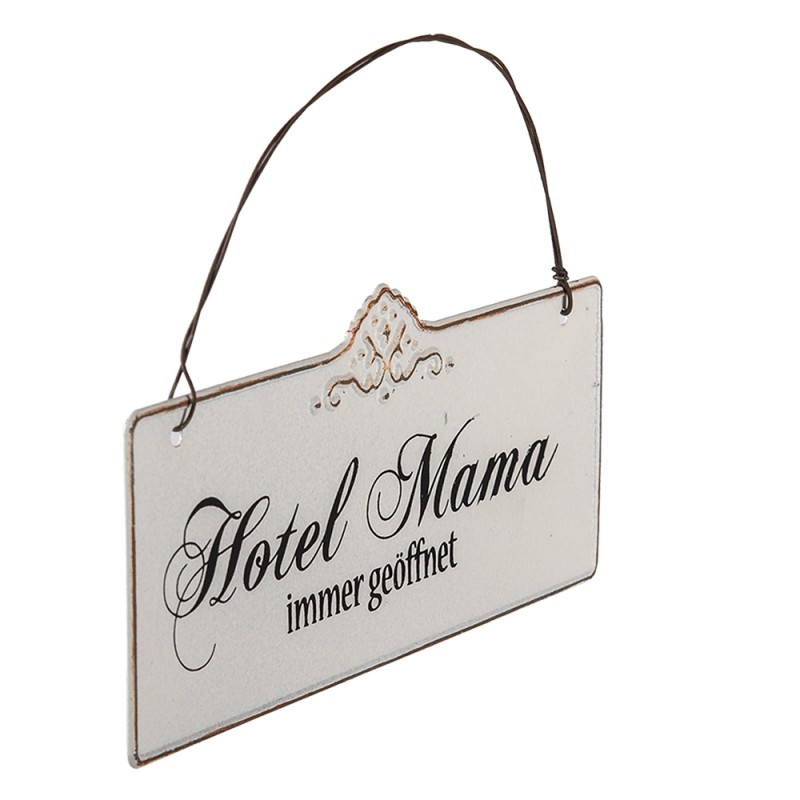 Plechová nástěnná cedule Mama Hotel - 21*15 cm Clayre & Eef Plechová nástěnná cedule Mama Hotel - 21*15 cm Clayre & Eef