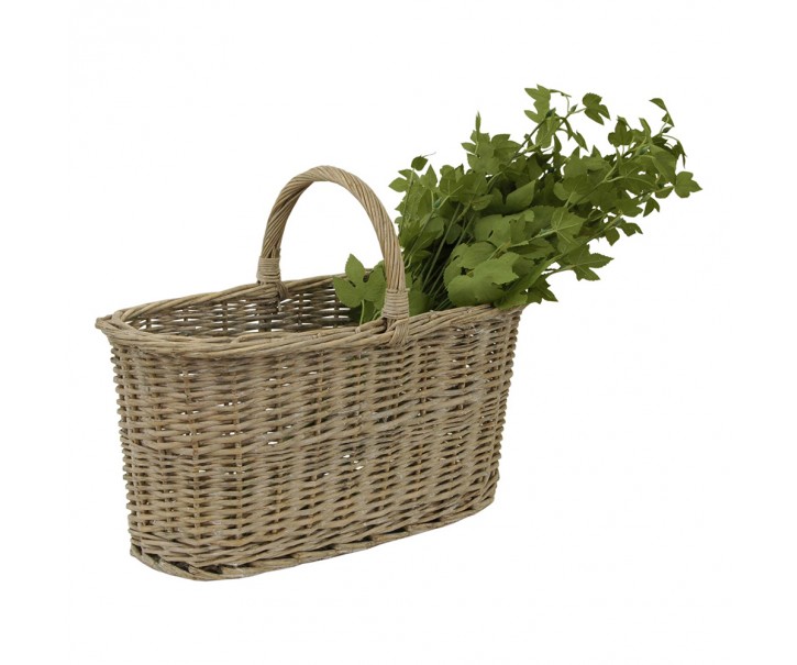Přírodní oválný ratanový koš s uchem Antia - 51*22*40 cm Clayre & Eef