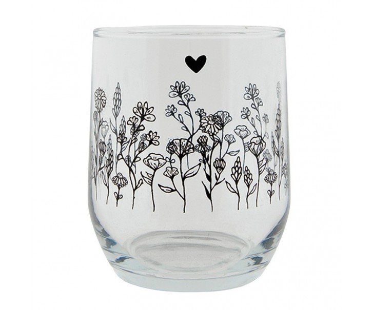 Sklenička na nápoj s květinami Flora And Fauna - Ø 8*9 cm / 300 ml Clayre & Eef