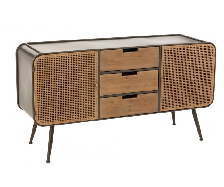 Černá kovovo-dřevěná komoda se šuplíky na nožičkách Closet High - 145*45*78 cm J-Line by Jolipa
