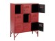 Červená antik kovová komoda s 9ti boxy na nožičkách Matal red - 86*41*114cm J-Line by Jolipa