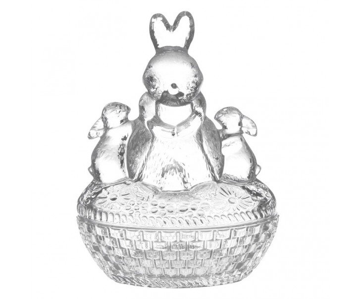 Skleněná dóza na bonbóny s králíčky Rabbit - 12*9*17 cm Clayre & Eef