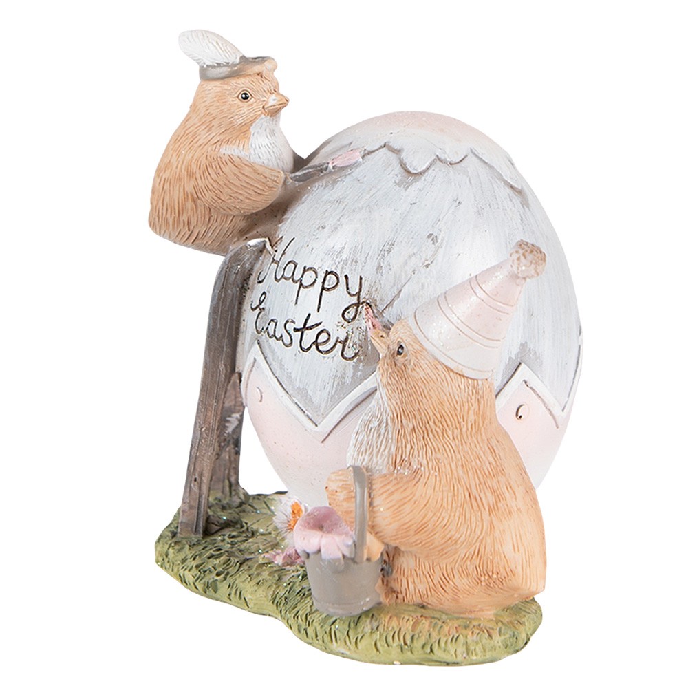 Velikonoční dekorace kuřátek u vajíčka Happy Easter - 12*9*12 cm Clayre & Eef Velikonoční dekorace kuřátek u vajíčka Happy Easter - 12*9*12 cm Clayre & Eef
