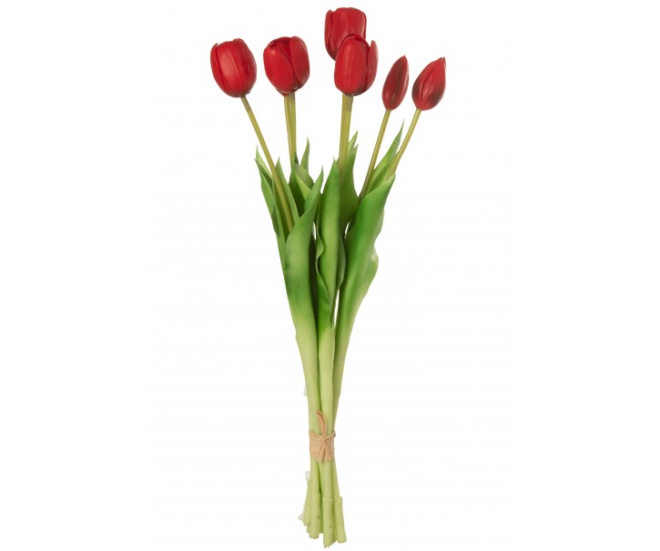 Kytice 7ks červených realistických tulipánů - 45cm J-Line by Jolipa