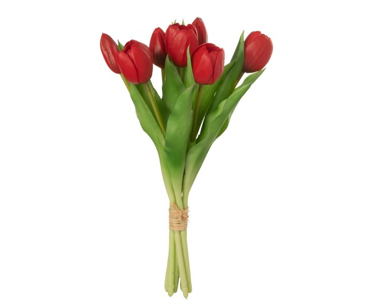 Kytice 7ks červených realistických tulipánů - 31cm J-Line by Jolipa