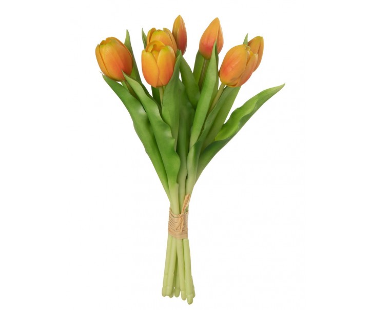 Kytice 7ks oranžových realistických tulipánů - 31cm J-Line by Jolipa
