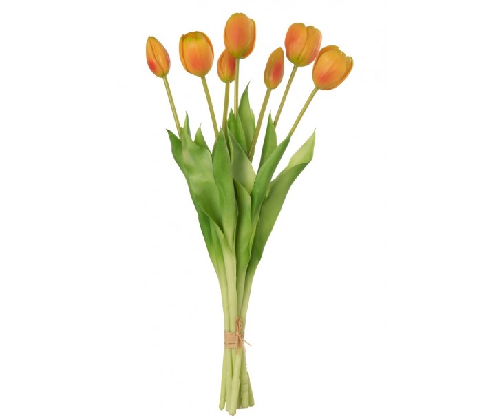 Kytice 7ks oranžových realistických tulipánů - 45cm J-Line by Jolipa