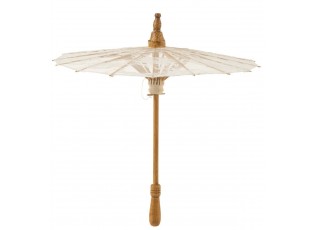 Přírodní slunečník do ruky s krajkou Paeso - Ø44*54cm