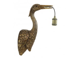 Bronzová antik nástěnná lampa jeřáb Crane - 30*16*48 cm / E27