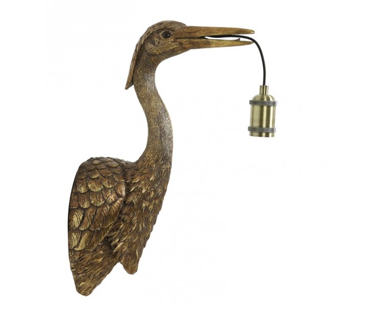 Bronzová antik nástěnná lampa jeřáb Crane - 30*16*48 cm / E27 Light & Living