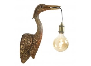 Bronzová antik nástěnná lampa jeřáb Crane - 30*16*48 cm / E27