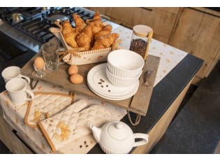 Béžový bavlněný běhoun na stůl Your Favorite Breakfast - 50*140 cm