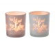 2ks růžový a modrý skleněný svícen na čajovou svíčku Sakura - Ø 7*8 cm J-Line by Jolipa