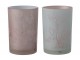 2ks růžový a modrý skleněný svícen na čajovou svíčku Sakura - Ø 12*17cm J-Line by Jolipa