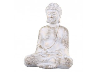 Bílo - zlatá antik dekorace socha Buddha Vittel - 23*17*28cm