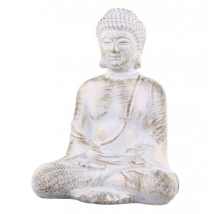Bílo - zlatá antik dekorace socha Buddha Vittel - 23*17*28cm