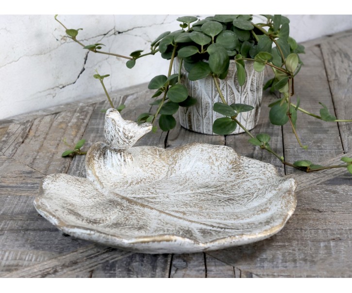 Bílo - zlaté antik cementové krmítko pro ptáčky Vittel - 31*31*10cm Chic Antique