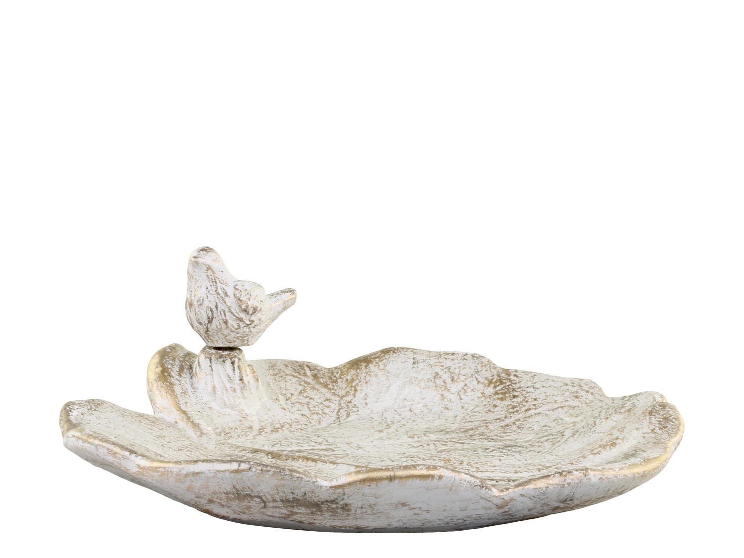 Bílo - zlaté antik cementové krmítko pro ptáčky Vittel - 31*31*10cm Chic Antique Bílo - zlaté antik cementové krmítko pro ptáčky Vittel - 31*31*10cm Chic Antique