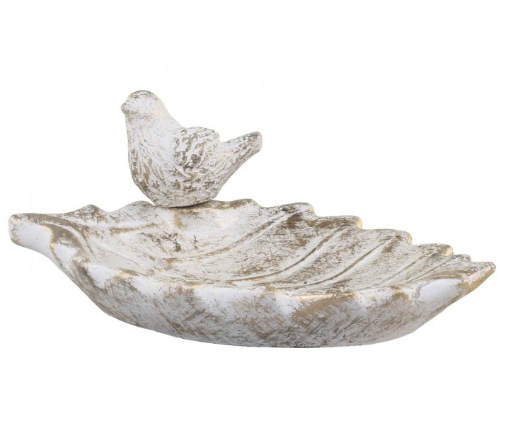 Bílo - zlaté antik cementové krmítko pro ptáčky Vittel - 22*14*9cm Chic Antique