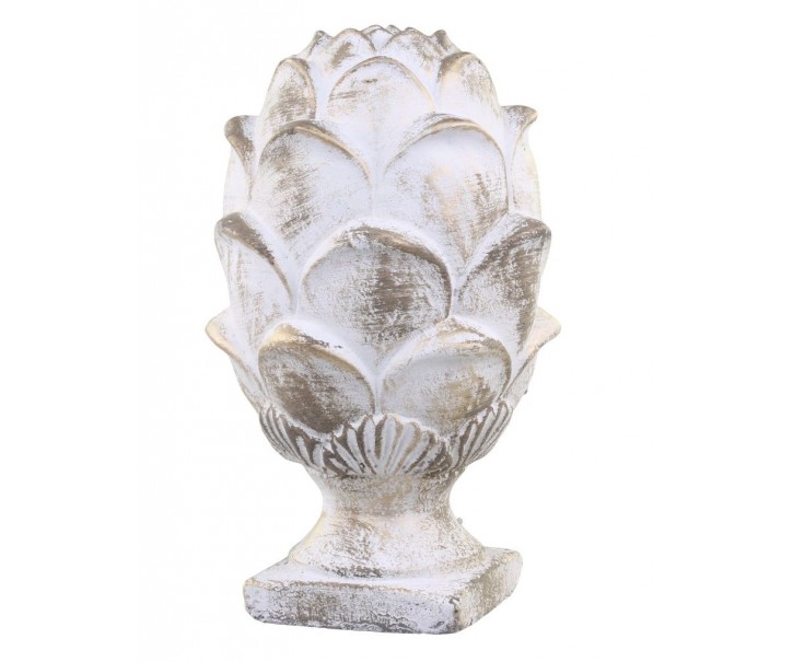 Bílo - zlatá antik cementová dekorace šiška Vittel - 15*24cm Chic Antique