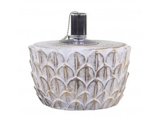 Bílo - zlatá antik olejová lampa Vittel - Ø 18*11 cm/ 90ml