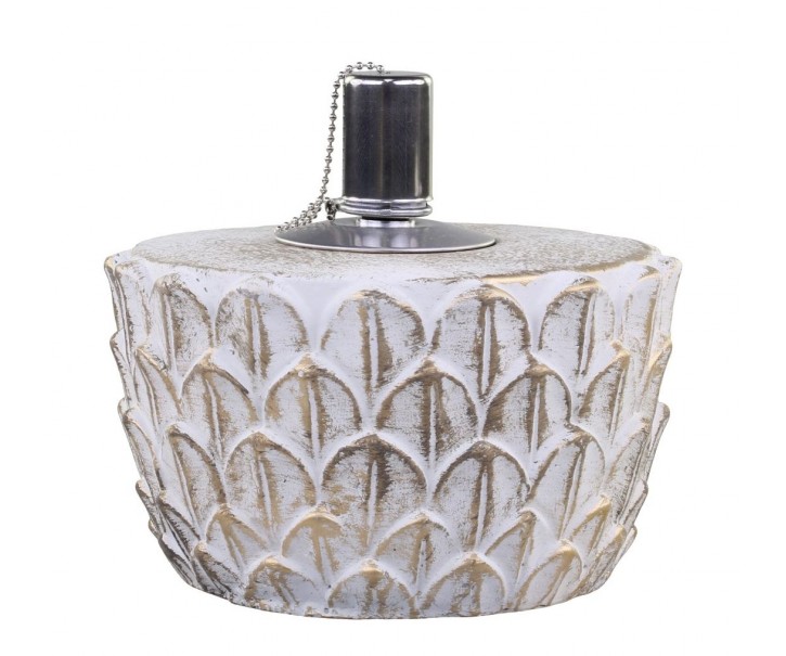 Bílo - zlatá antik olejová lampa Vittel - Ø 18*11 cm/ 90ml Chic Antique