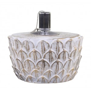 Bílo - zlatá antik olejová lampa Vittel - Ø 18*11 cm/ 90ml
