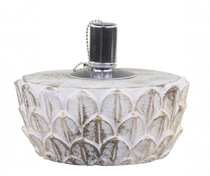 Bílo - zlatá antik olejová lampa Vittel - Ø 18*8 cm/ 90ml Chic Antique