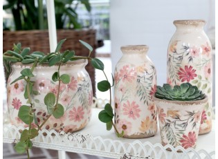 Keramická dekorační váza s květy Floral Auray - Ø 7*15cm