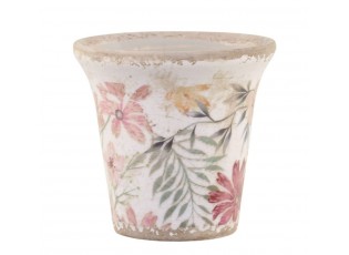 Keramický dekorační obal na květináč s květy Floral Auray S - Ø 9*8,5cm