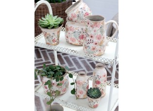 Keramický dekorační obal na květináč s květy Floral Auray S - Ø 9*8,5cm
