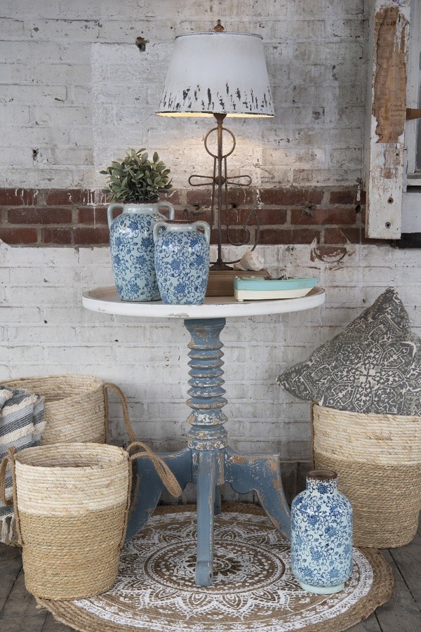 Krémová antik stolní lampa s kotvou a kovovým stínidlem - Ø 35*79 cm Clayre & Eef Krémová antik stolní lampa s kotvou a kovovým stínidlem - Ø 35*79 cm Clayre & Eef