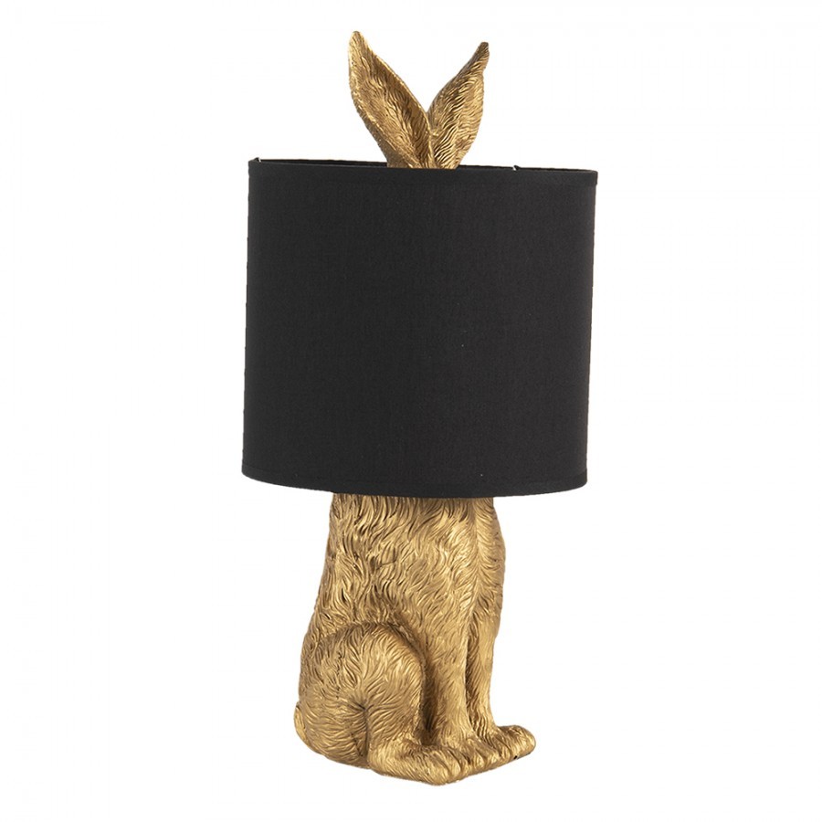 Zlatá stolní lampa králík s černým stínidlem Rabbi – Ø20*45 cm E27/max 1*60W Clayre & Eef Zlatá stolní lampa králík s černým stínidlem Rabbi – Ø20*45 cm E27/max 1*60W Clayre & Eef