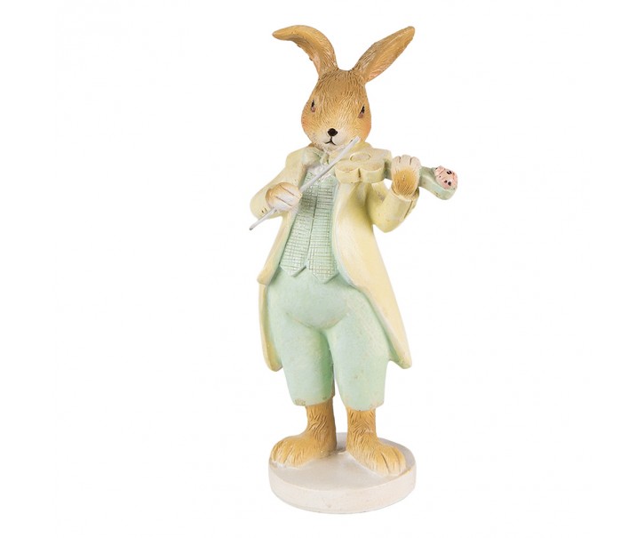Velikonoční dekorace králík hrající na housle ve tvaru květiny - 8*5*16 cm Clayre & Eef