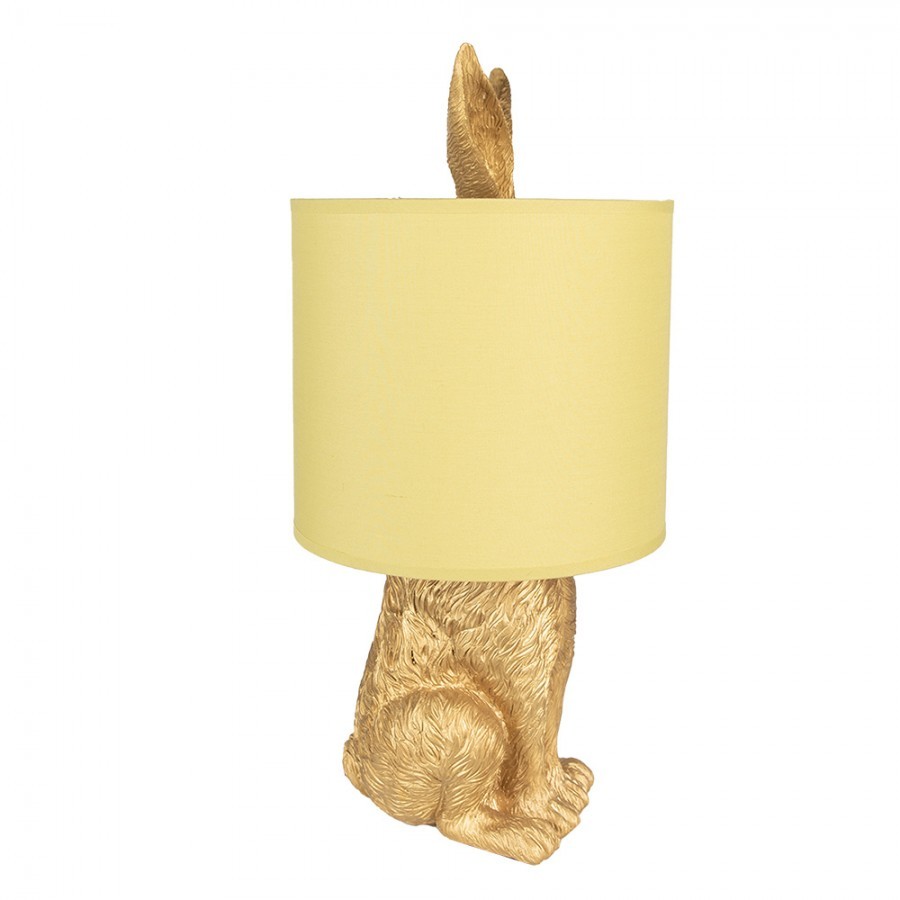 Zlatá stolní lampa králík se žlutým stínidlem Rabbi – Ø20*43 cm E27/max 1*60W Clayre & Eef Zlatá stolní lampa králík se žlutým stínidlem Rabbi – Ø20*43 cm E27/max 1*60W Clayre & Eef