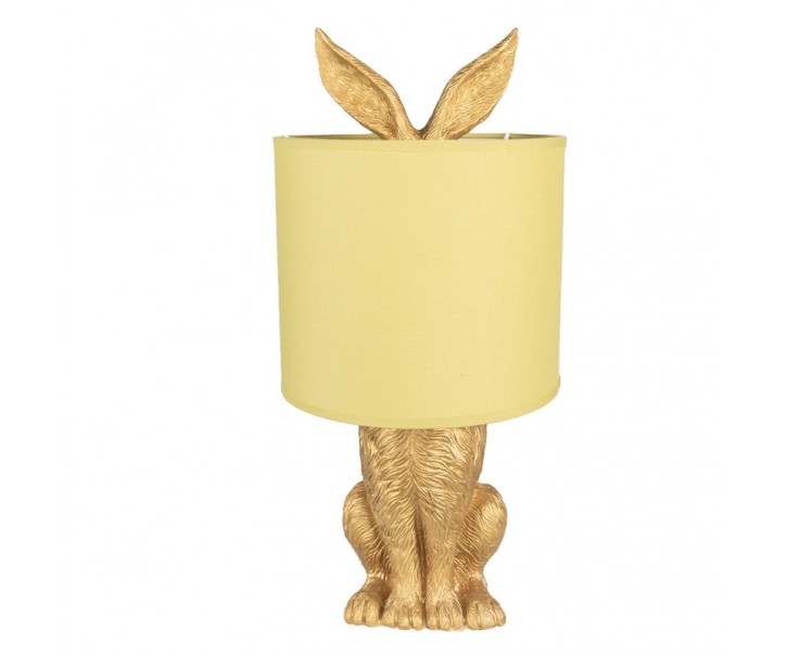 Zlatá stolní lampa králík se žlutým stínidlem Rabbi – Ø20*43 cm E27/max 1*60W Clayre & Eef