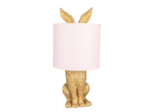 Zlatá stolní lampa králík s růžovým stínidlem Rabbi – Ø20*43 cm E27/max 1*60W