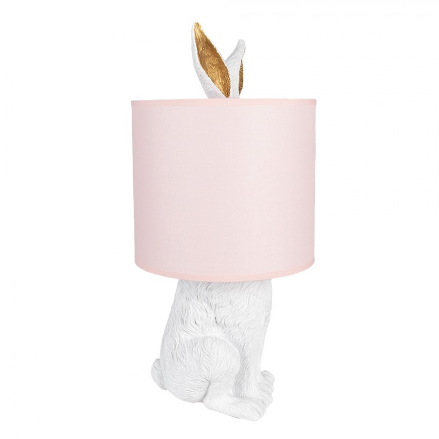 Bílá stolní lampa králík s růžovým stínidlem Rabbi - Ø 20*43 cm E27/max 1*60W Clayre & Eef Bílá stolní lampa králík s růžovým stínidlem Rabbi - Ø 20*43 cm E27/max 1*60W Clayre & Eef