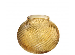 Žlutá skleněná kulatá váza Stripes S - Ø15*12,5 cm