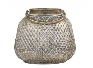 Bronzová antik kovová lucerna s uchem Vire - Ø20*18cm