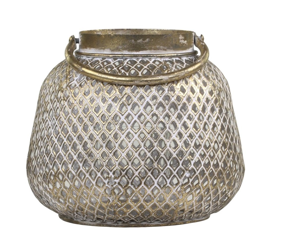 Bronzová antik kovová lucerna s uchem Vire - Ø20*18cm Chic Antique Bronzová antik kovová lucerna s uchem Vire - Ø20*18cm Chic Antique