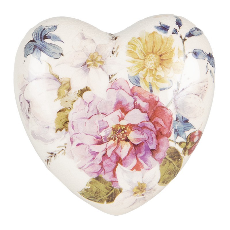 Keramické dekorační srdce s květy Lovely Flowers M - 8*8*4 cm