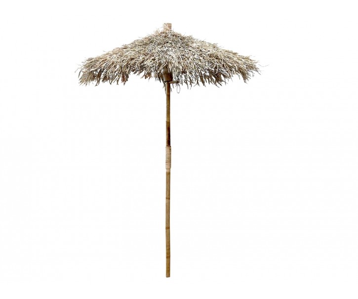 Bambusový slunečník se střechou z listů Parasol Bamboo - ∅ 160*240 cm Chic Antique
