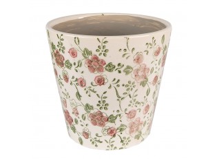 Keramický obal na květináč s růžovými květy Lillia XS - Ø12*10 cm