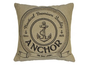 Béžovo-černý gobelínový polštář s kotvou Anchor - 45*45*16cm