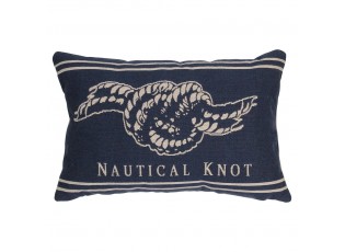 Béžovo-modrý gobelínový polštář s uzlem Nautical knot - 45*15*30cm